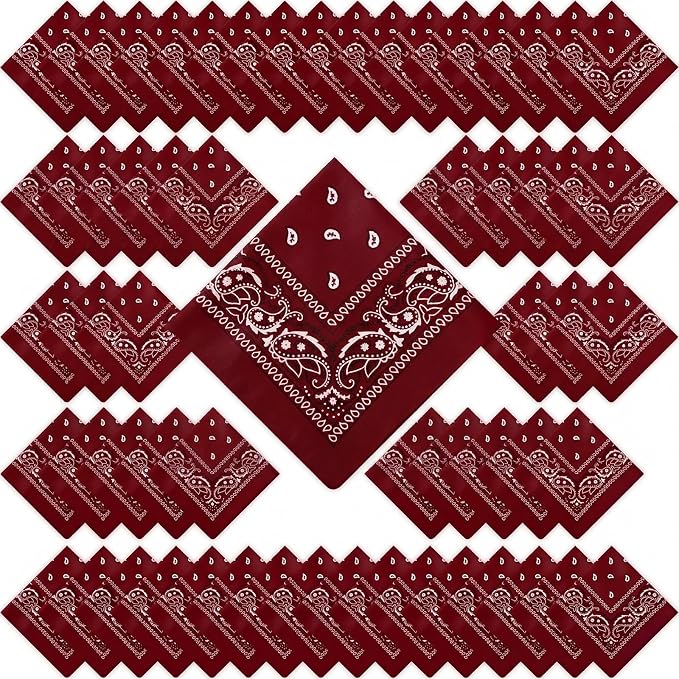 100 Pack Bandanas Unisex Paisley Bandanas Bulk Multi Purpose Cowboy Head Wrap by Handepo
