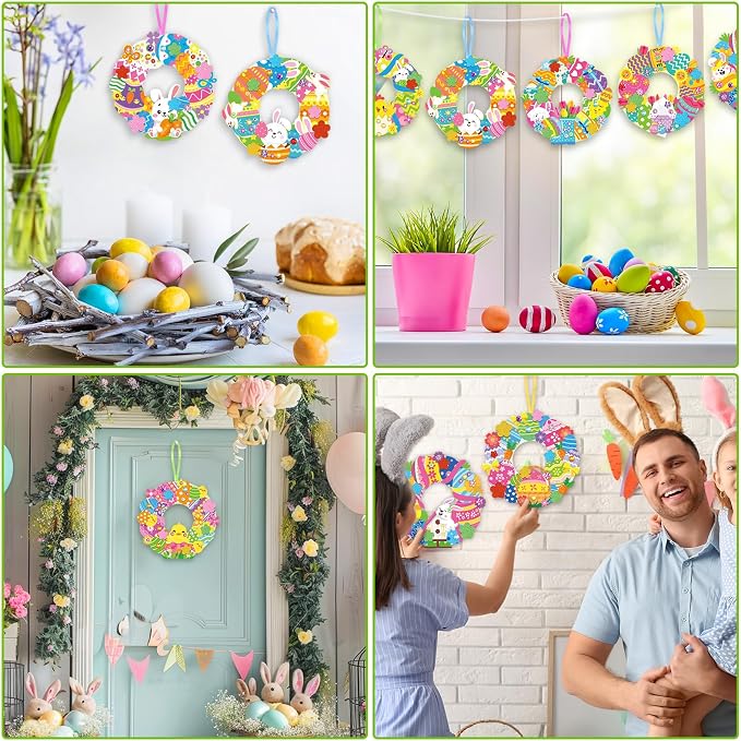 Hollowfly 48 Sets Easter Wreath Craft Kits DIY Wreath Hanging Ornaments Make - Image 7