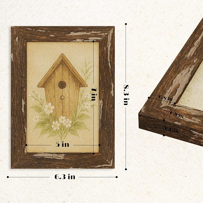 puthiac 5x7 Rustic Farmhouse Picture Frame, Warm Walnut, 1 Pack | Distressed - Image 5