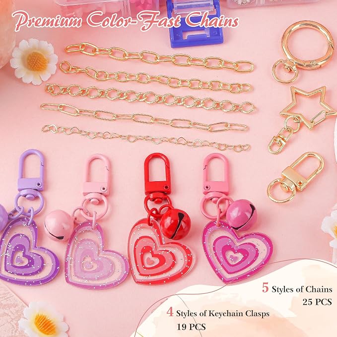 Ecoofor 458 Pcs Keychain Making Kit — Includes 19 Keychain Clips, 25 Extender - Image 2