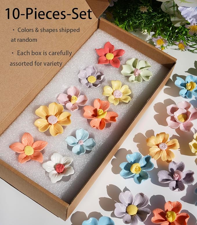 Lanyani 10 Pieces Handcrafted Ceramic Flowers - Image 5