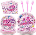 Qyeahkj 100Pcs 2000s Y2K Pink Decorations Party Supplies 90s Plates Napkins by Qyeahkj