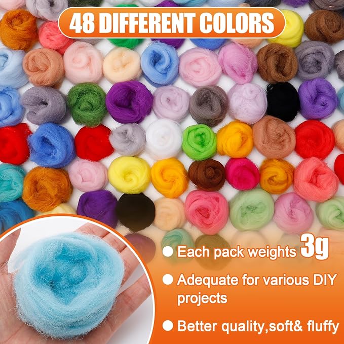 96pcs 10.4 oz Needle Felting Wool - Image 2