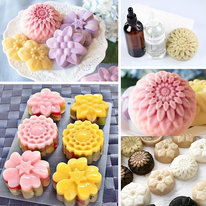Sakolla 2 Pack Silicone Soap Molds, 6 Cavities Different Flower Shapes Silicone - Image 6