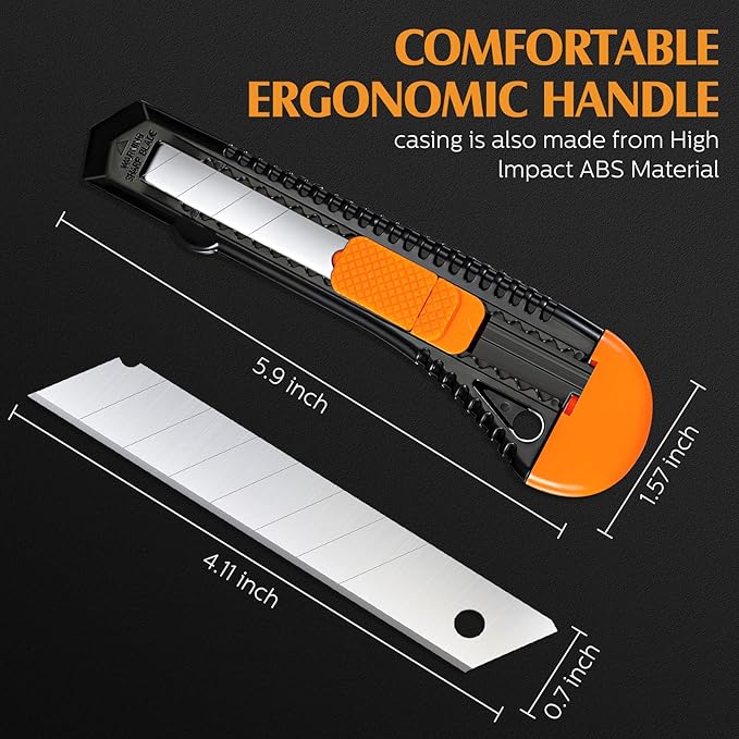 Lasnten 30 Pack Box Cutter Retractable Utility Knife 18mm Wide Blade Cardboard Cutter Suitable for Office Art, Craft and Home Use