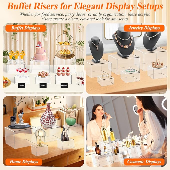 8 Pcs Clear Acrylic Buffet Risers - Image 4