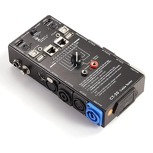 MFL. 15-Plug Audio Cable Tester Line Finder Black 15-in-1 Cables Checker 10-Way Switch Wire Tracker with LED Indicators, Rectangular
