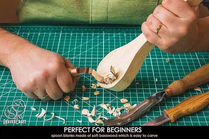 BeaverCraft Spoon Carving Blank BB1 Unfinished Wood for Whittling Tools, Spoon Carving Kit - Wood Carving Blocks Basswood for Crafts