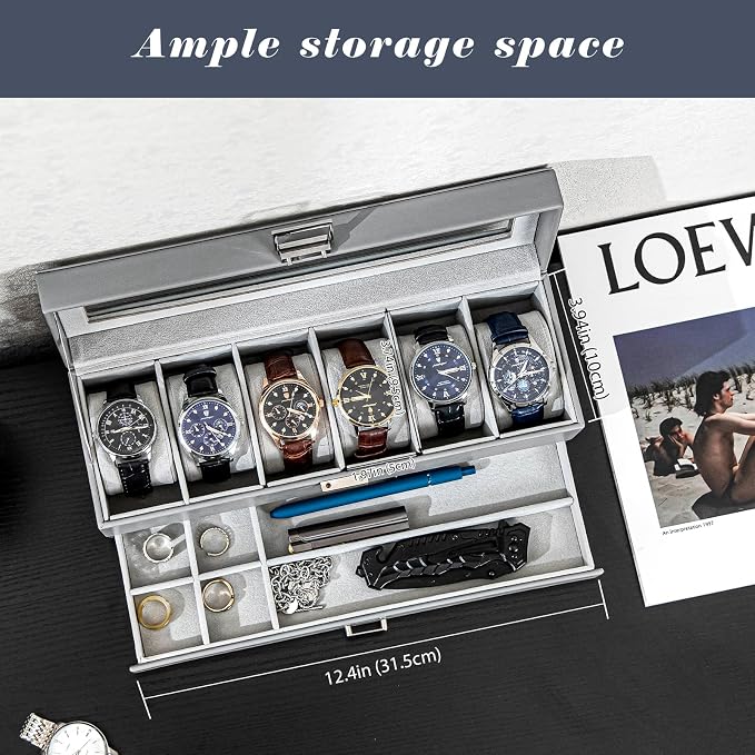 ProCase Watch Box, 6 Slot Watches Display Case - Image 3