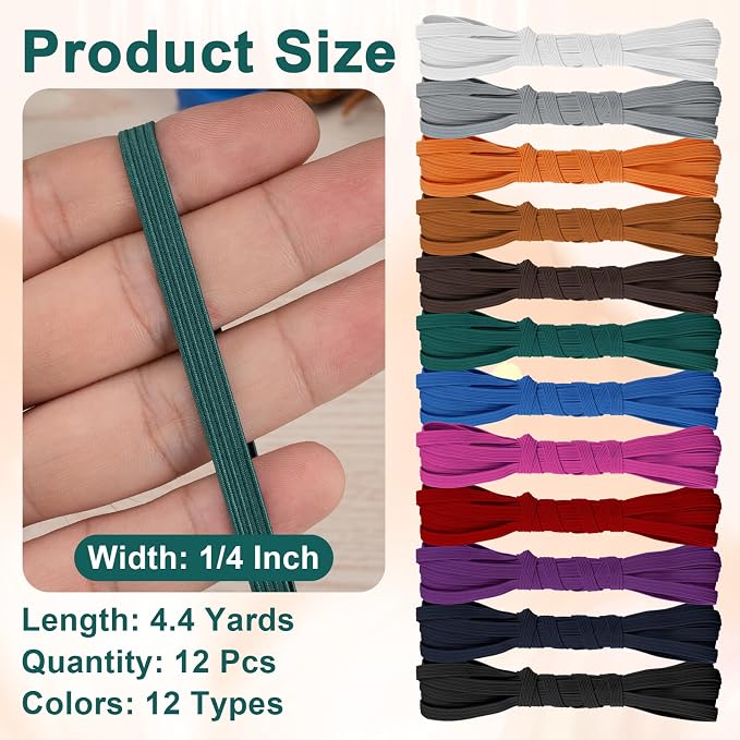Airisoer 12 Rolls 1/4 Inch Elastic Band - Image 2