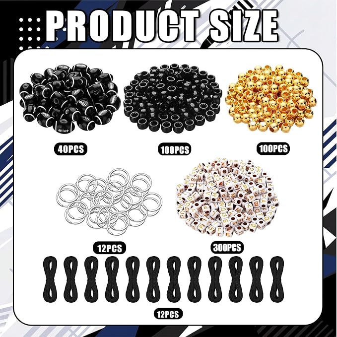 Landical 564 Pcs Football Keychain Making Kit DIY Football Bead Key Chain Craft - Image 2