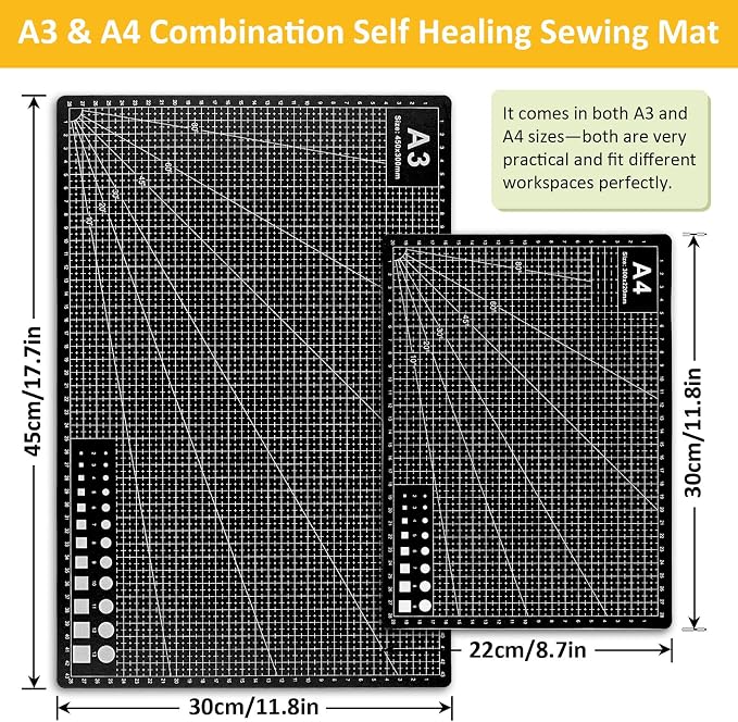 2 Pcs Large Cutting Mat Self Healing, Double Sided, Grid Line And Angles Help - Image 4