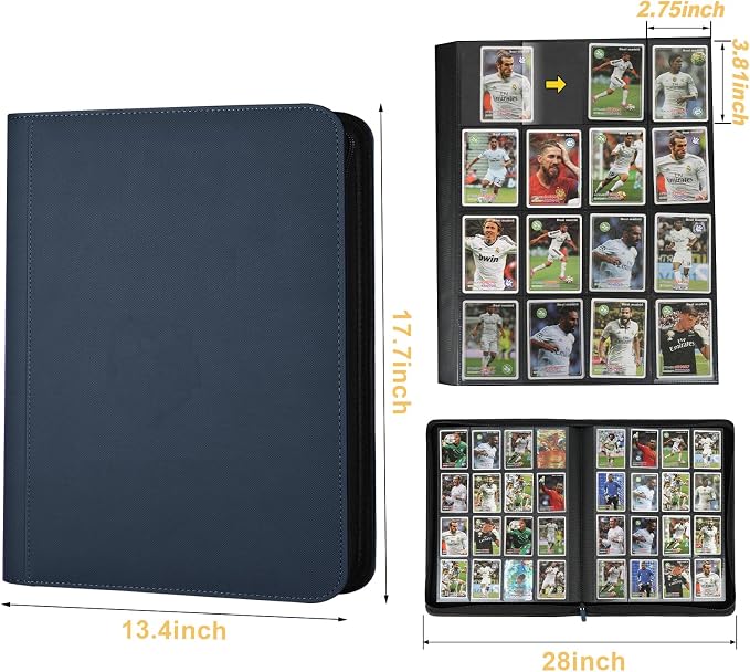 16 Pocket Ringless Side Loading Trading Card Binder, 1024 Cards PU Fixed Page - Image 2