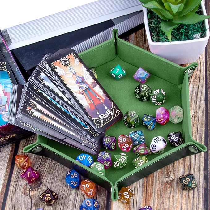 SIQUK 2 Pieces Dice Tray PU Leather Dice Trays Portable Folding Hexagon Dice - Image 5