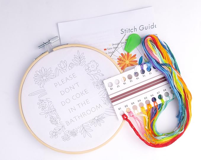 FUNATIC Please Don't Do Coke in The Bathroom Embroidery Kit | Funny Beginner - Image 2