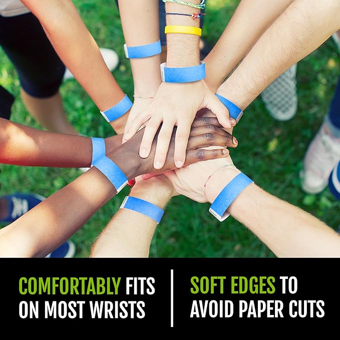 600 WristCo Neon Blue Tyvek Wristbands for Events - Tamper-Proof Design & Fluorescent Color Prevent Reuse Premium-Grade Bracelets for Hospital & Medical ID, Party & VIP Identification