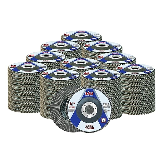 Sali 100 Pack Flap Disc 120 Grit 4.5" x 7/8-Inch Sanding Disc Bevel Type #29 Premium and Industrial Grade Angle Grinder Grinding Wheel High Performance Edge Grinding