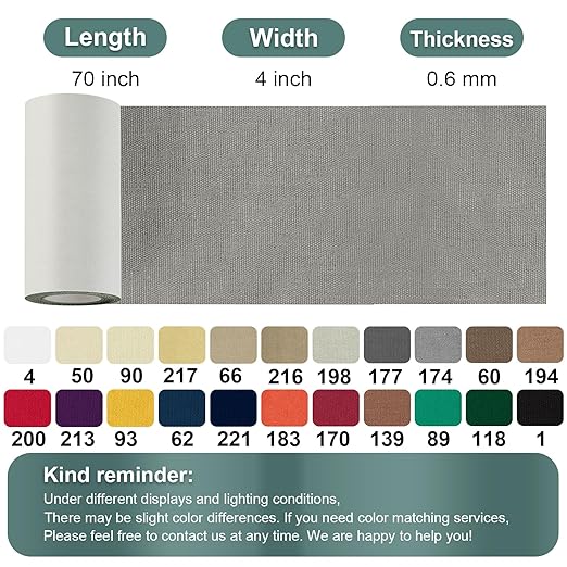 Canvas Repair Tape, 4×63 Inches Dark Grey Waterproof Self-Adhesive Patch for Outdoor Gear, Durable and Weatherproof Fabric Tape for Boat Covers, Couch,Tents, Sofas, Sun Shades, Awnings,Lounge Chairs