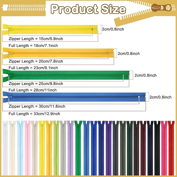 Zippers, DOITEM 96 pcs Zippers for Sewing 6 Inch 8 Inch 10 Inch 12 Inch - Image 2