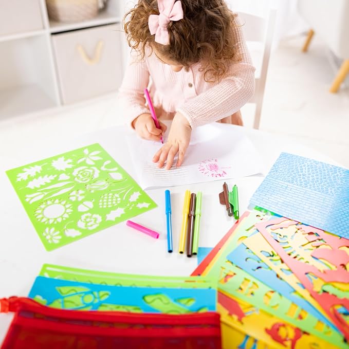 Melissa & Doug Created by Me! Stencil Art Coloring Activity Kit in Storage Pouch - Image 2