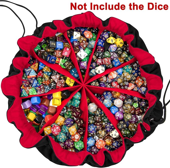 SIQUK Large Dice Bag with Pockets Drawstring Dice Bag DND Dice Storage Bag Big - Image 2
