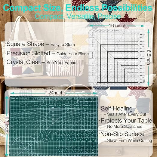 16.5" x 16.5" Square Slotted Quilting Ruler - Image 2