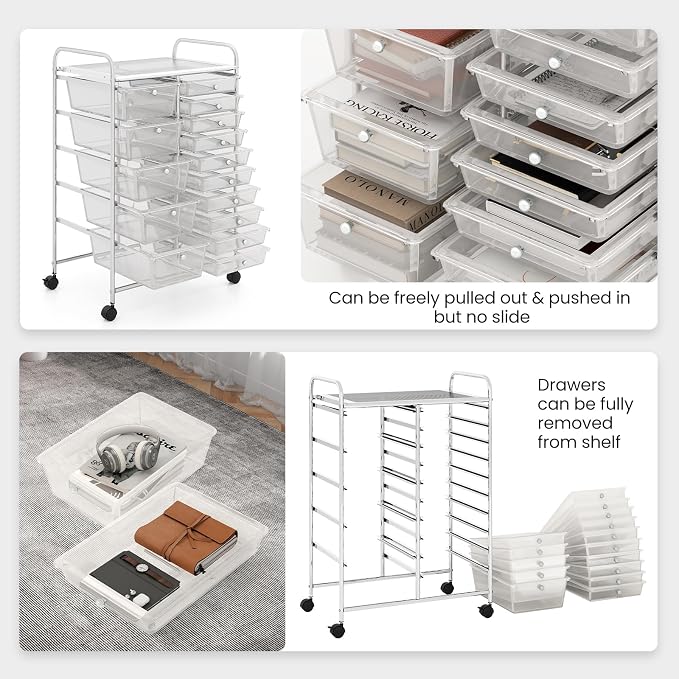 BECOMFORT 15-Drawer Rolling Cart - Image 6