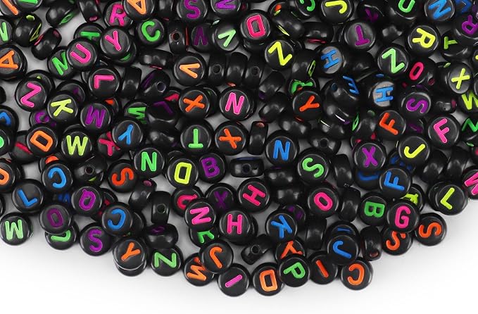 1000PCS Letter Beads for Threading, 4 x 7 MM Acrylic Round Alphabet Beads for by SUTOUG