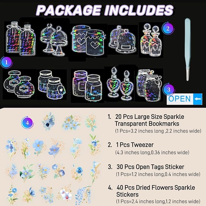 62 Pcs DIY Bookmark Kit, Sprout Book Mark Making Kit, Include Clear Bookmarks - Image 4