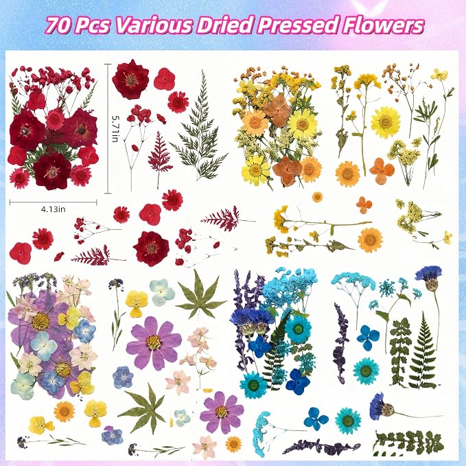 4 Packs Dried Pressed Flowers for Resin, Natural Dried Flowers for Crafts - Image 5