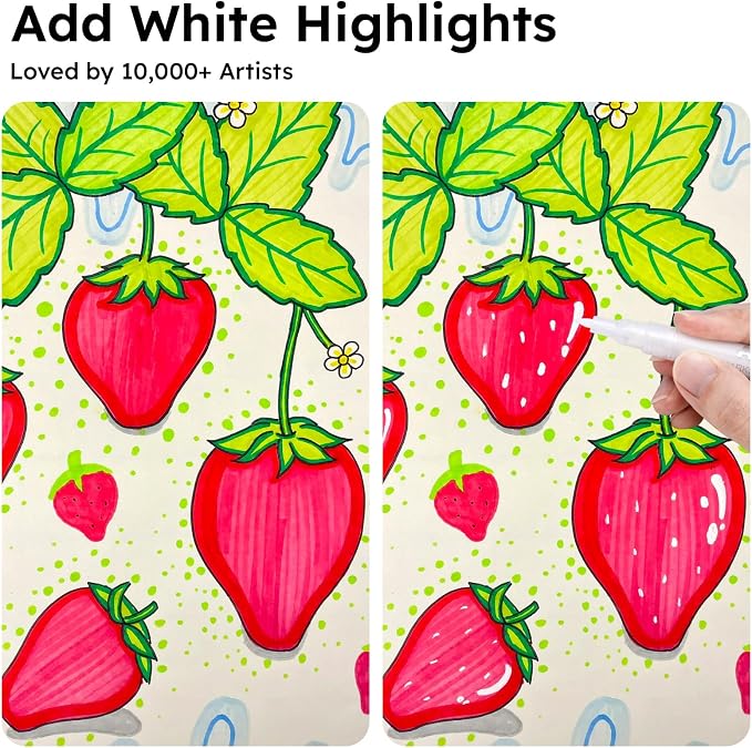 AKARUED White Marker Paint Pen: 8 Pack Acrylic Fine Tip White Paint Marker | - Image 2