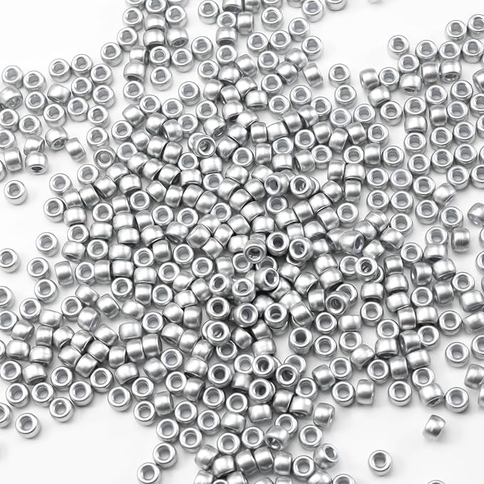 1000 Pcs Acrylic Silver Pony Beads 6x9mm Bulk by Gxueshan