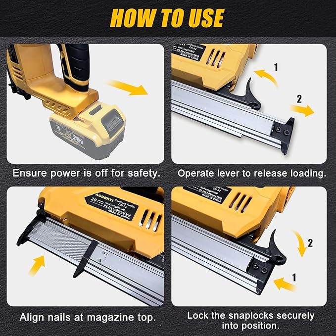 Cordless Nail Gun for DEWALT 20V MAX Battery, 18GA 5/8 to 1-1/4 Inch, 2 in 1 Brad Nailers, Brushless Motor, 2 Mode, Lightweight and Ergonomic for Home Improvement, DIY and Wood Workpieces (Tool Only)