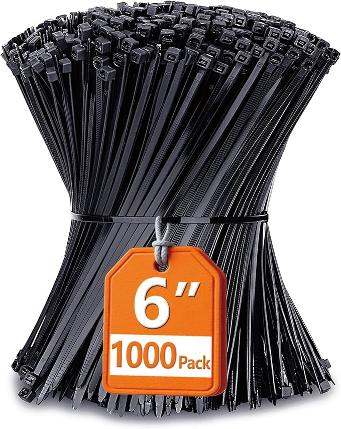 Zip Ties 6 inch with 25 lb Tensile Strength, 1000 Pack by ANOSON