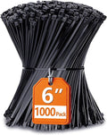 Zip Ties 6 inch with 25 lb Tensile Strength, 1000 Pack by ANOSON