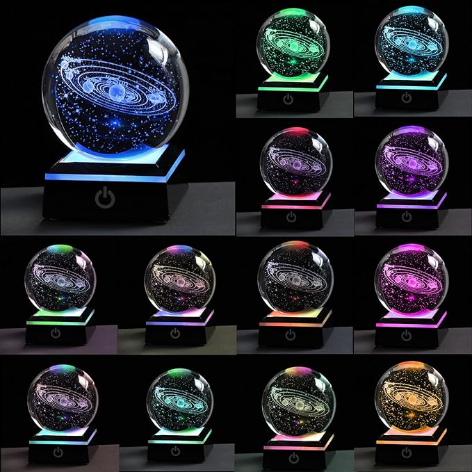 Qianwei 3D Solar System Model Crystal Ball Astronomy Gifts Men Space Decor | - Image 2