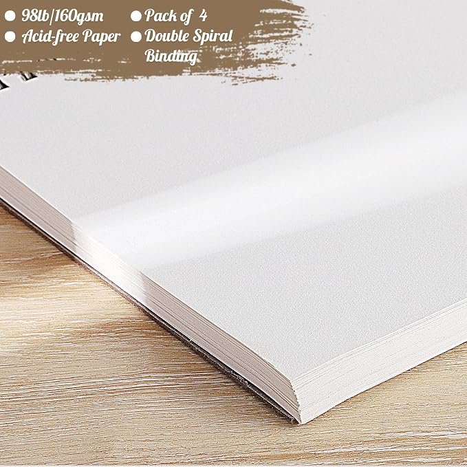 4 Pack Mixed Media Sketchbook, 9x12 inches Drawing Paper Sketch Book, - Image 4