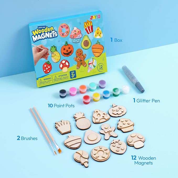JOYIN 12 pcs Wooden Magnets, Painting Craft - Image 2