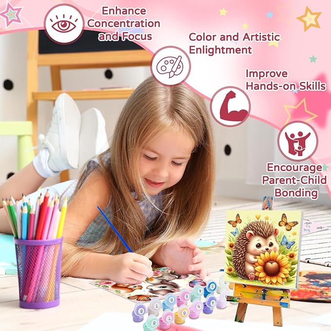 4 Pack Paint by Numbers Kit for Kids - Image 4