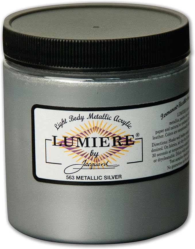 Jacquard Lumiere 8oz Fabric Paint Metallic Silver by Jacquard