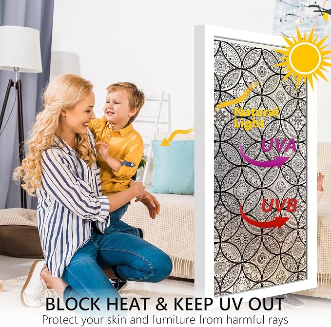 DKTIE Boho Stained Glass Look Window Privacy Film - Image 2