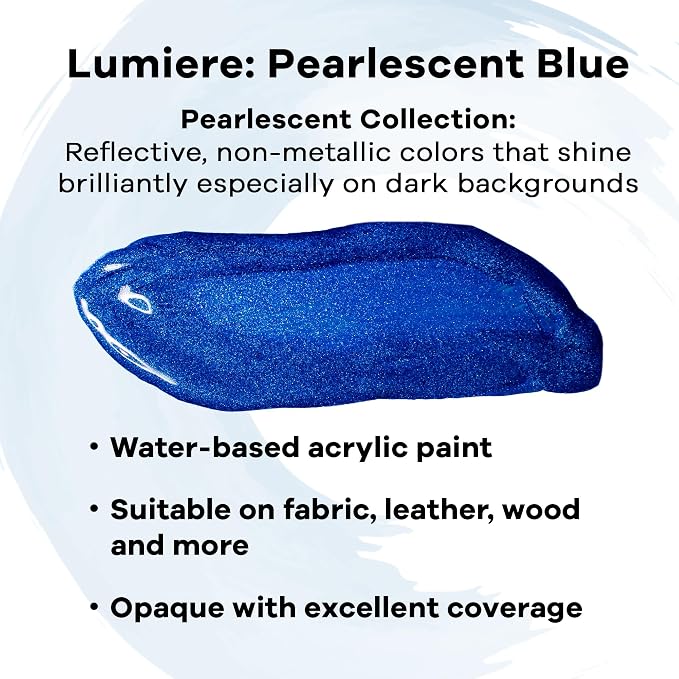 Jacquard Lumiere 8oz Fabric Paint Pearlescent Blue - Image 2