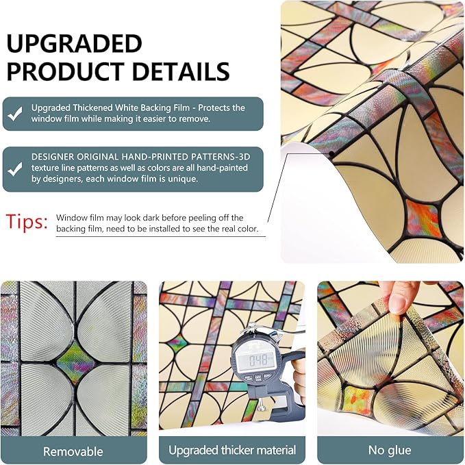 3D Stained Glass Window Film, Decorative Window Privacy Film - Image 5