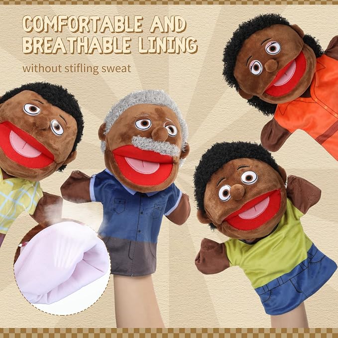 Lenwen 6 Pcs Family Hand Puppet Set Family Members Puppets - Image 2