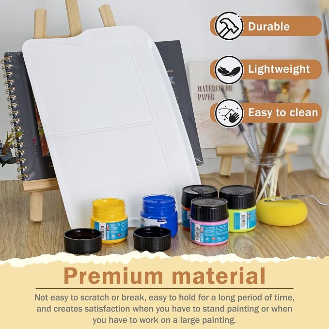 DUGATO Rectangular Plastic Paint Palette, 13.8 x 9 in | 3 Large Mixing Wells - Image 3