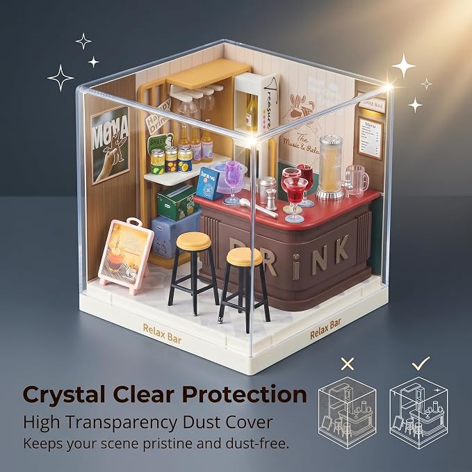 Relax Bar Miniature House Kit, Plastic DIY Dollhouse - Image 4