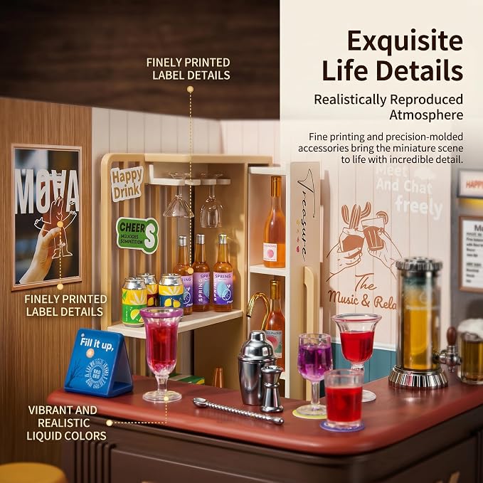 Relax Bar Miniature House Kit, Plastic DIY Dollhouse - Image 3