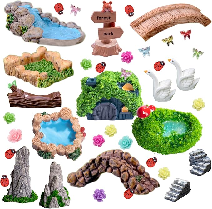 U-Zimikee 45 Pcs Resin Mini Garden Accessories by U-Zimikee