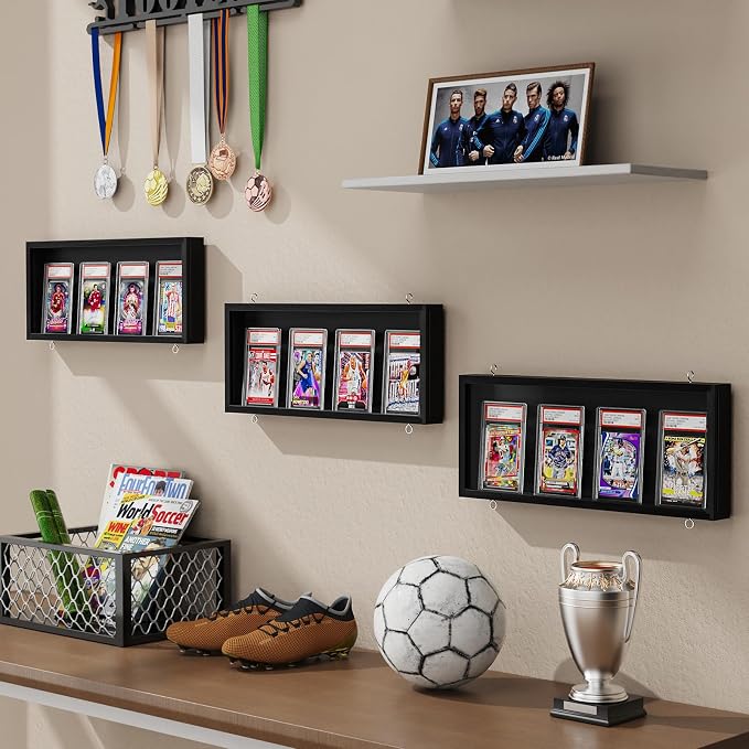 Emfogo Card Display Case, 3 Pack Trading Card Display Frame Wall Mount - Image 2