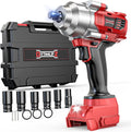 Cordless Impact Wrench 1/2" Compatible with Milwaukee 18v Battery, 750 Ft-lbs High Torque Impact Driver with 6Pcs Sockets & Storage Case, Brushless Impact Gun with 4-Speed & LED Light(Bare Tool)